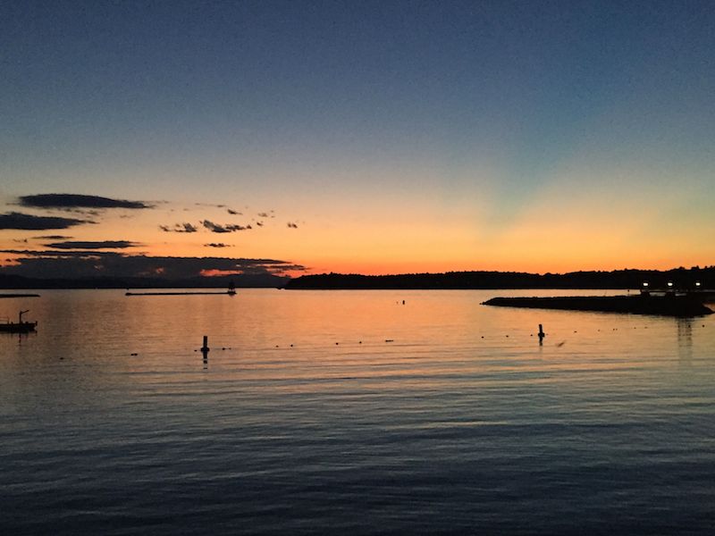 A summer sunset over Lake Champlain, near my office in Burlington, Vermont.